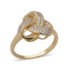 Simulated Diamond (Rnd) Triple Knot Ring (Size J) in Yellow Gold Overlay Sterling Silver