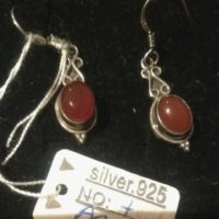 Agate hook earring in sterling silver