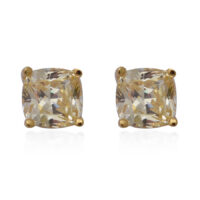 Simulated Canary Diamond Stud Earrings (with Push Back) in Yellow Gold Overlay Sterling Silver
