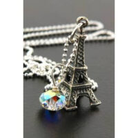 Eiffel Tower Necklace w/Crystal