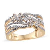 Diamond (Rnd) Ring in Platinum and Yellow Gold Overlay Sterling Silver