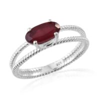 African Ruby (Ovl) Solitaire Ring in Sterling Silver 2.000 Ct.