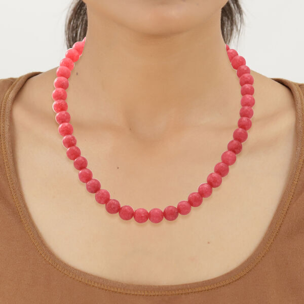 Pink Chalcedony Beads Necklace (Size 18) in Sterling Silver 250.00 ct.