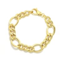 Yellow Gold Overlay Sterling Silver Figaro Bracelet (Size 8)